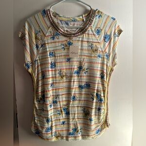 Free People NWT Sketchbook Floral Striped Sleeveless Top S